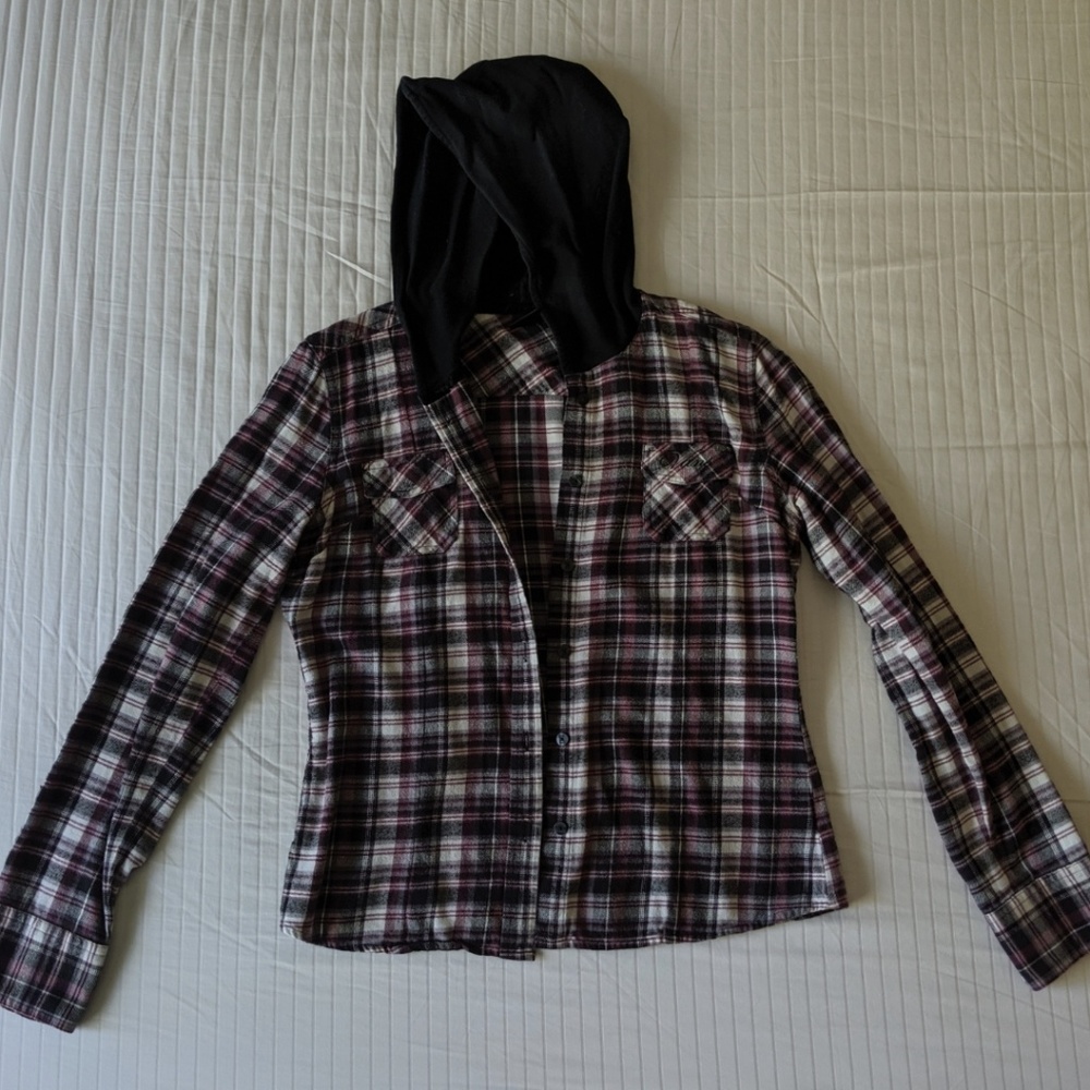 Vans | Hooded Plaid Flannel Shirt